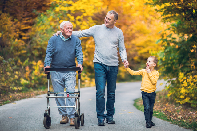 Multigenerational family taking a walk